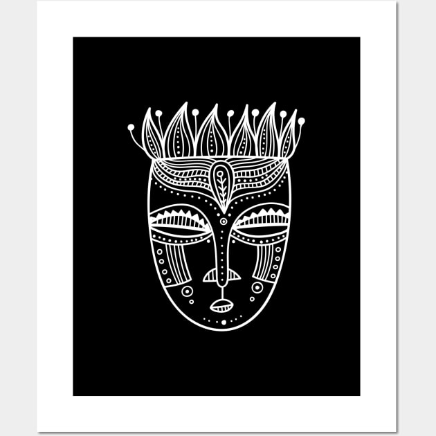 Tribal mask White Wall Art by yuliia_bahniuk